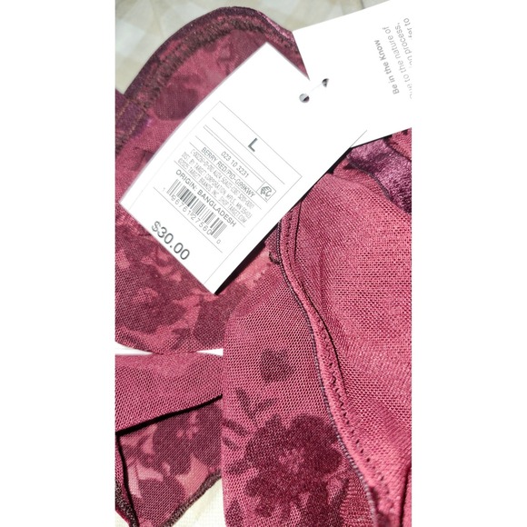 Target Berry Red Velvet Floral Burnout Mesh Lingerie Bralette & Shorts Set L - Picture 3 of 4